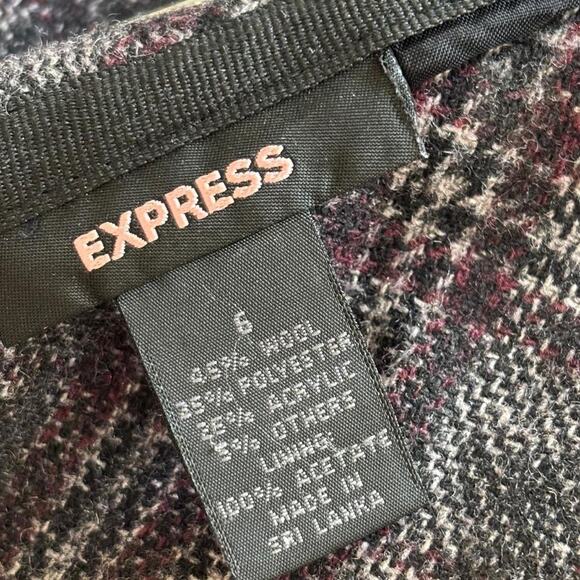 Express Wool Blend Plaid Flounce Skirt – Size 6 - Picture 2 of 7